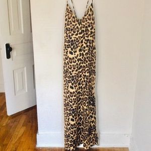 Leopard Satin Maxi Dress